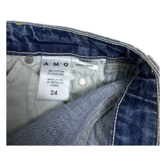 AMO Twist Sweet Cheeks Luxury Designer Skinny Casual Denim Jeans Womens Small - Picture 3 of 7